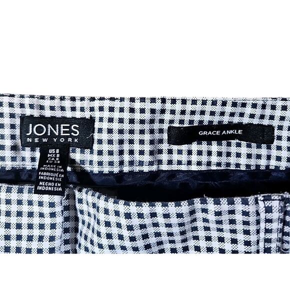 Jones New York Grace Ankle Dress Pants Womens 8 Gingham Check Plaid Black White - Picture 7 of 9